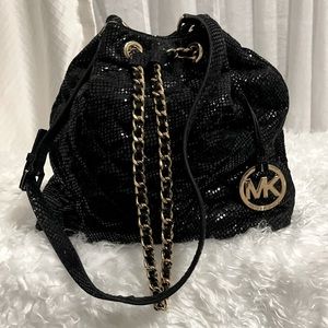 Black Michael Kors Drawstring Purse Shimmering